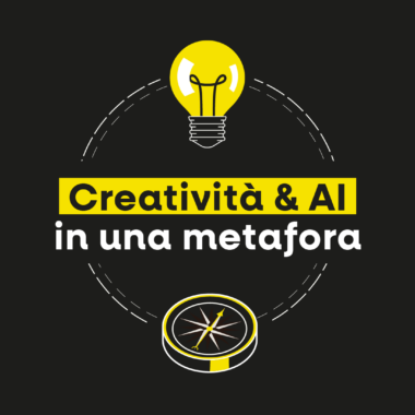 Logo del progetto Creatività e AI in una metafora con lampadina e bussola